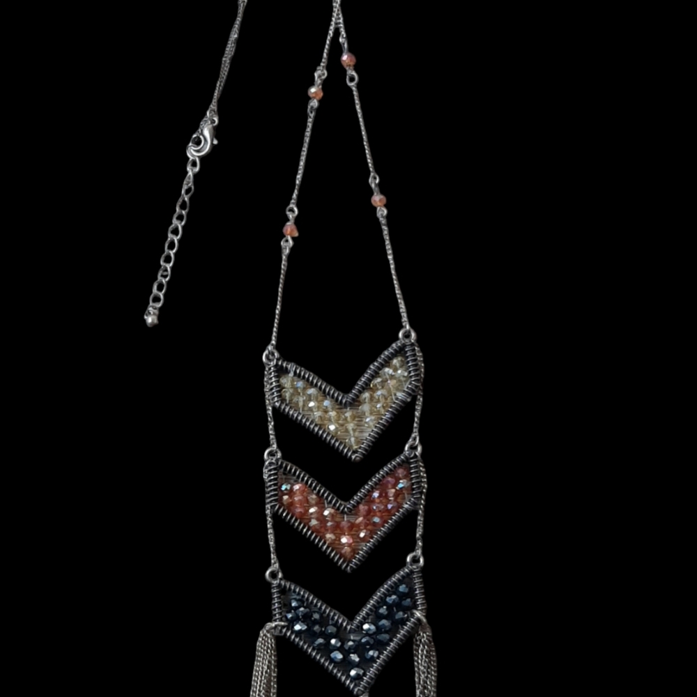 Chevron beaded statement necklace - Picture 2 of 7